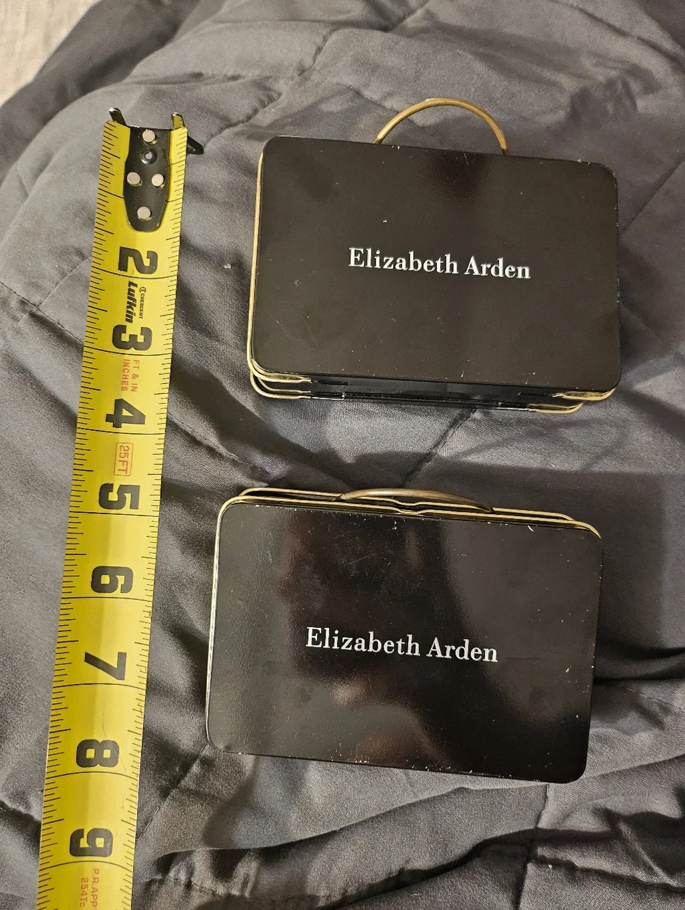 2 Elizabeth Arden‎ Black Cosmetic Cases with Gold Trim